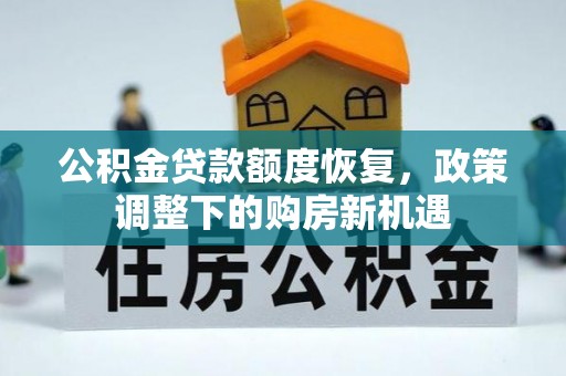 武清公积金贷款额度恢复，政策调整下的购房新机遇